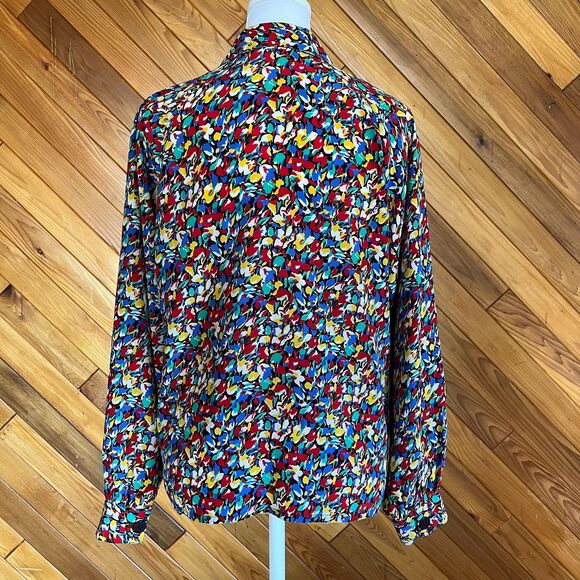 Vintage 80s/90s Abstract Floral Silk Button Up - Picture 4 of 5